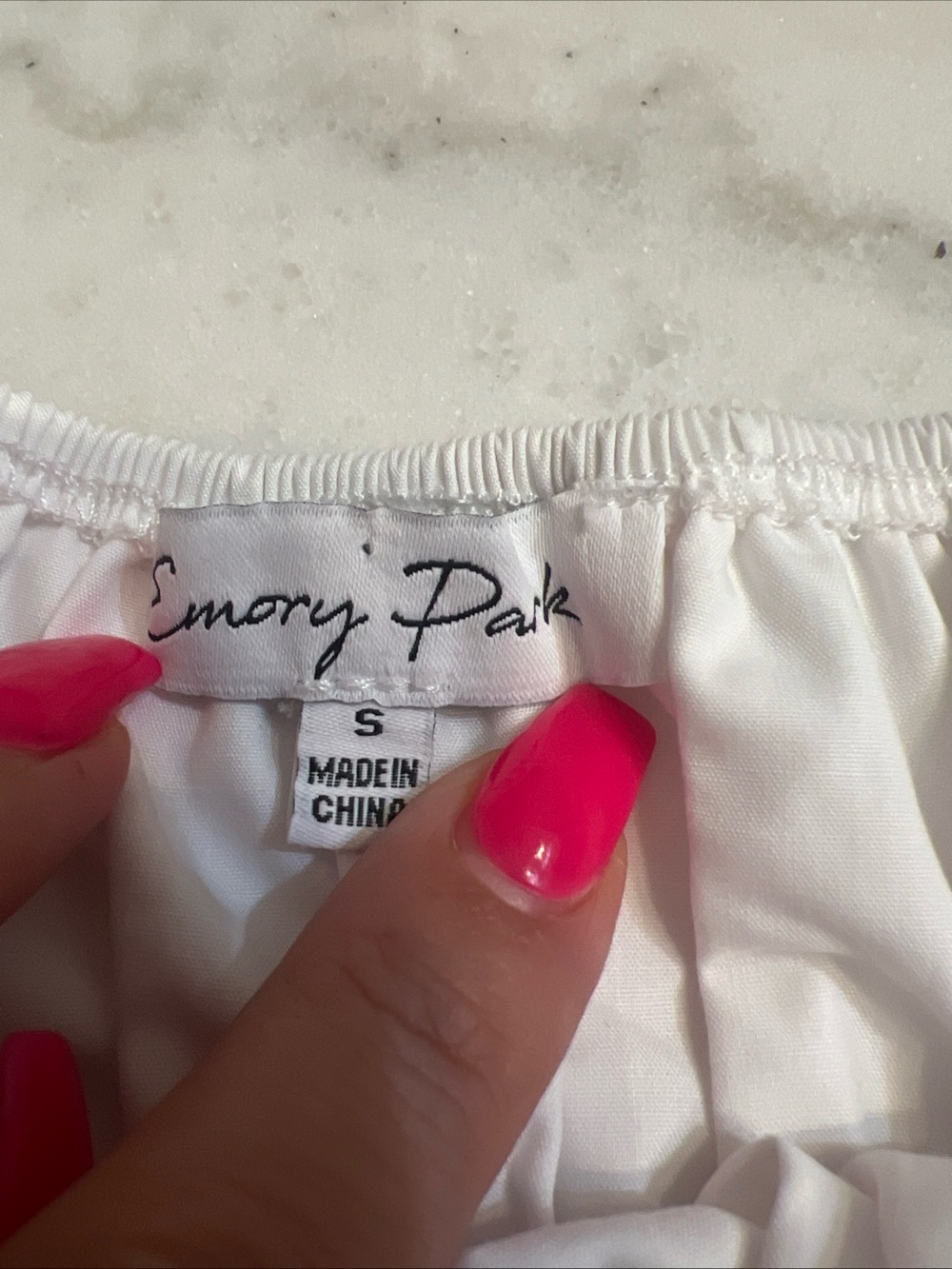 Emory Park Mini Dress Small White Puff Sleeves Smocked Milkmaid - Picture 7 of 9